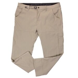 NWOT Prana Zion Pants Mens 40 x 30 Beige Stretch Outdoor Hiking Nylon